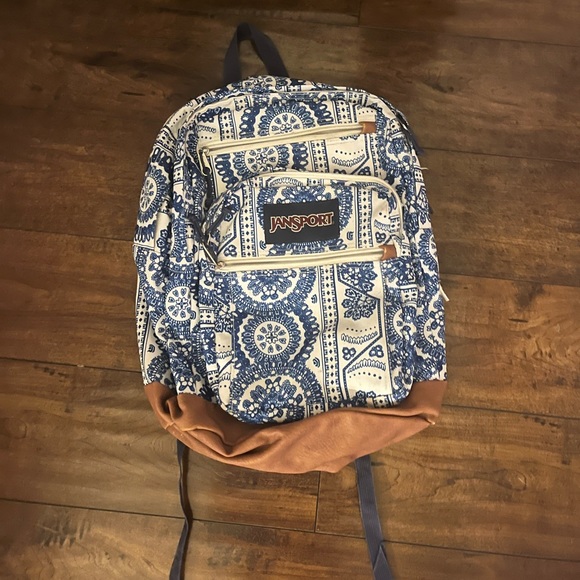 Jansport Superbreak Blue and White Patterned Backapck - Picture 1 of 5